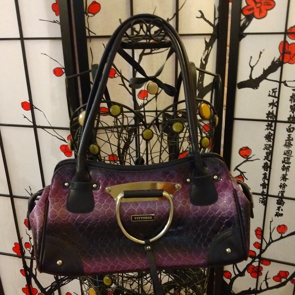 Vittorio Handbags - VITTORIO Purple and Black Purse